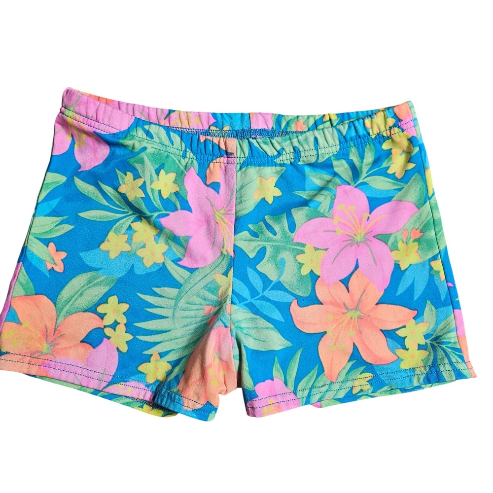Venus Girls Floral Pull On‎ Swim Shorts Bottoms L Elastic Waist Summer Tropical